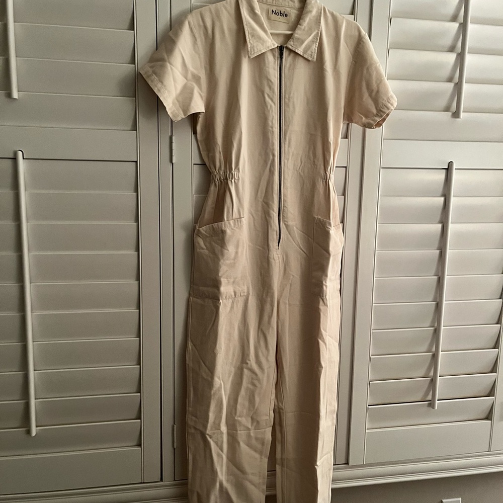 Noble Women’s Organic Pima Cotton Beige Jumpsuit - size L - color Oat Milk - NWT